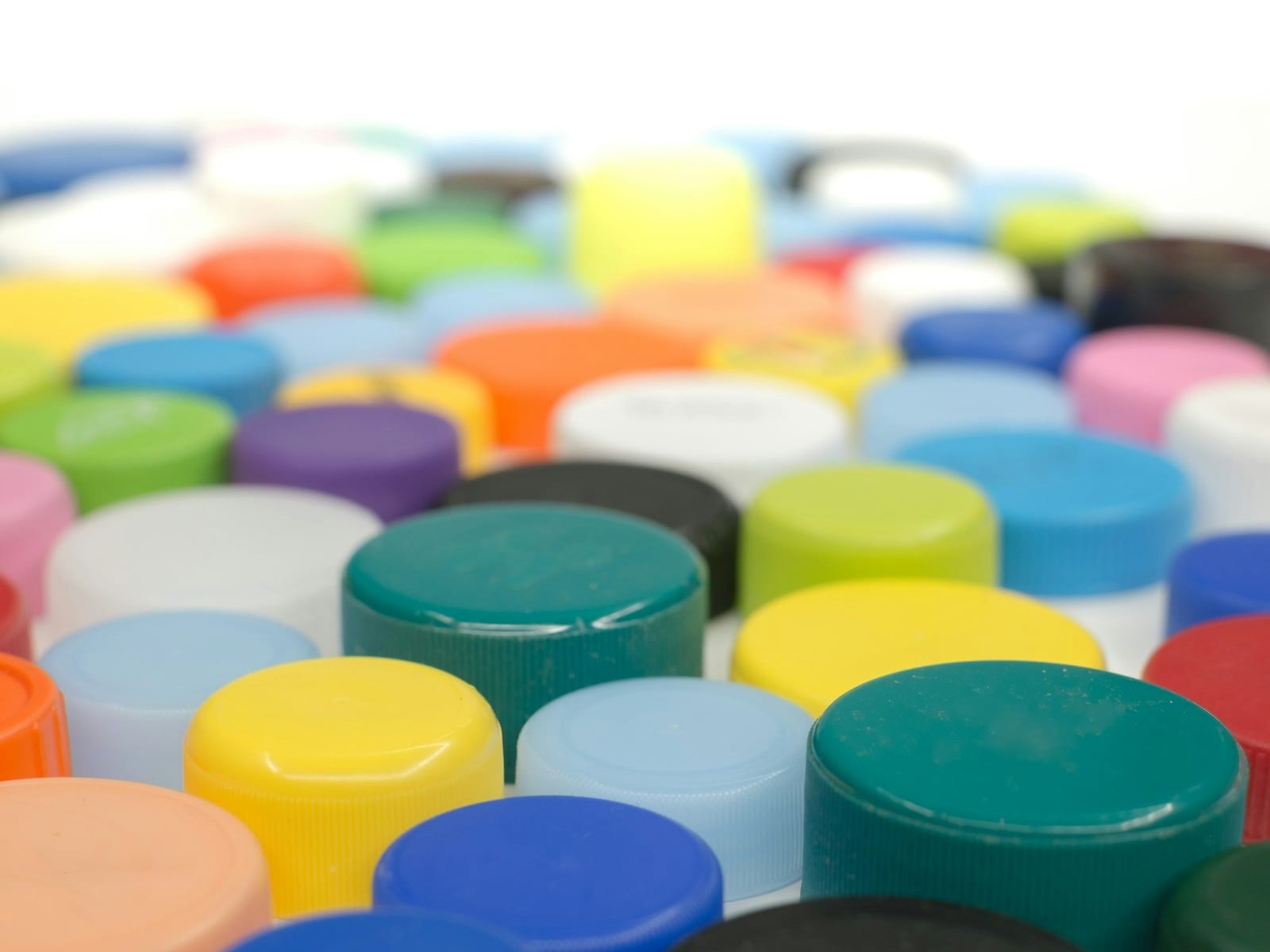 Colourful plastic bottle caps
