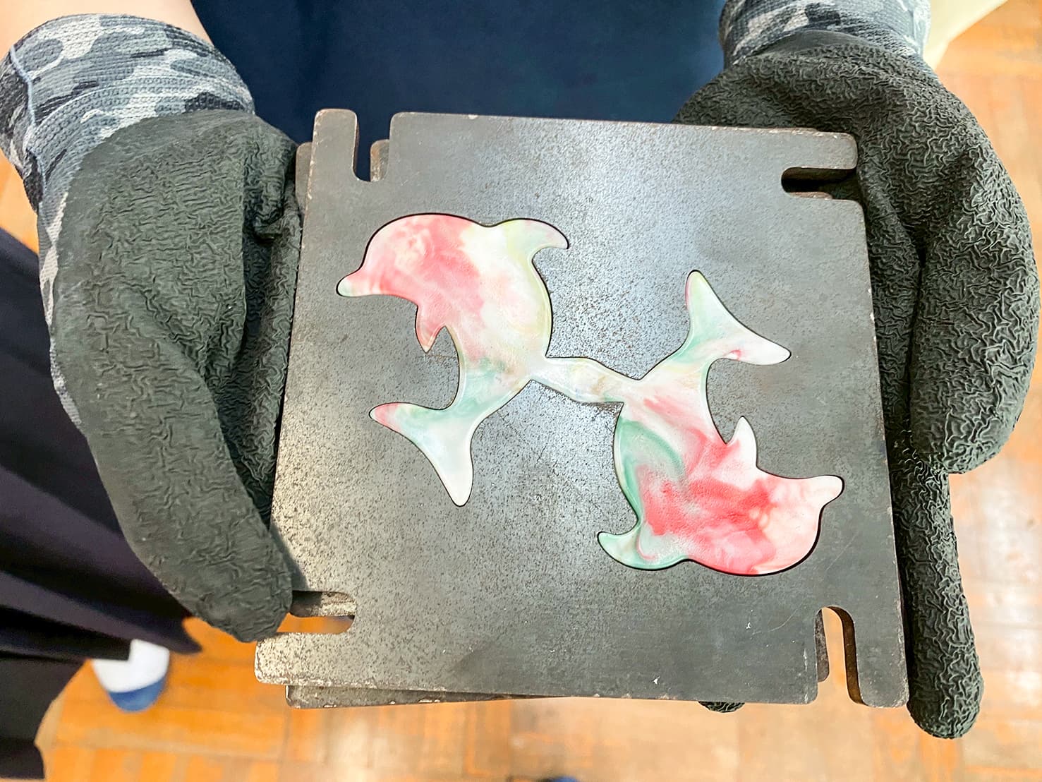 射出成形機を使ったアップサイクル体験