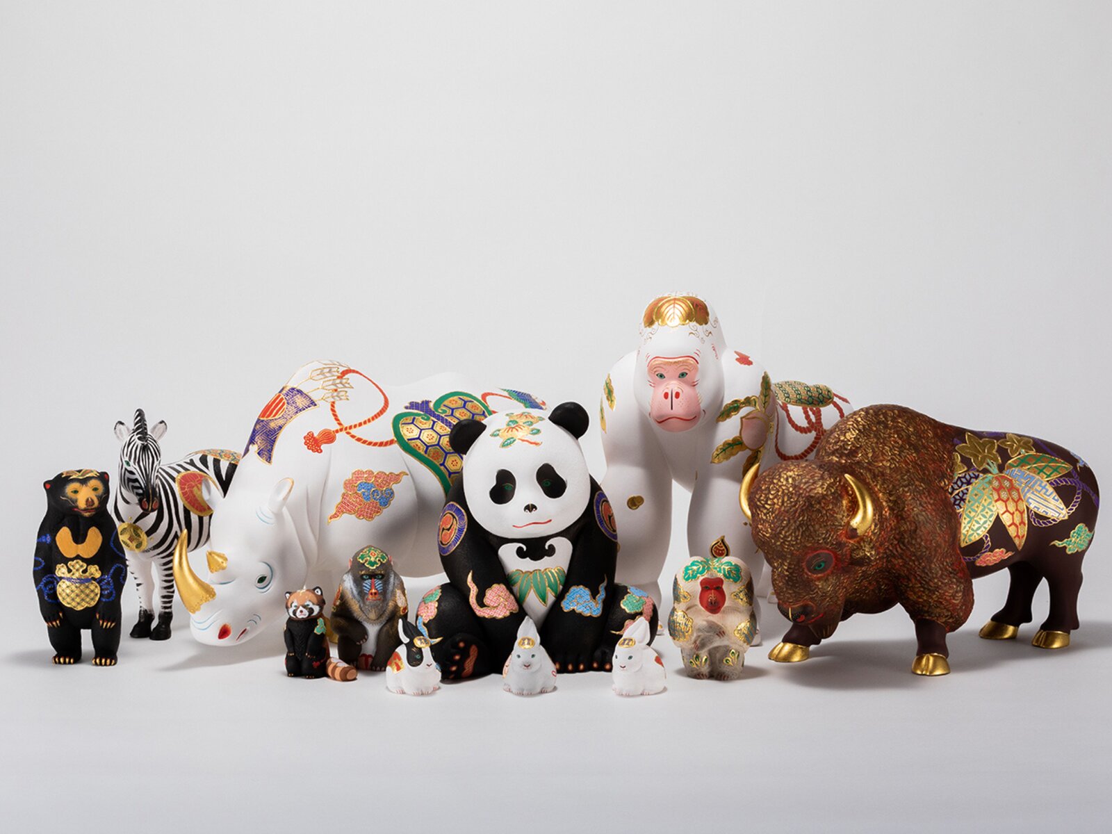 Animal figures by Hiromine Nakamura blending traditional Hakata doll craft with contemporary forms